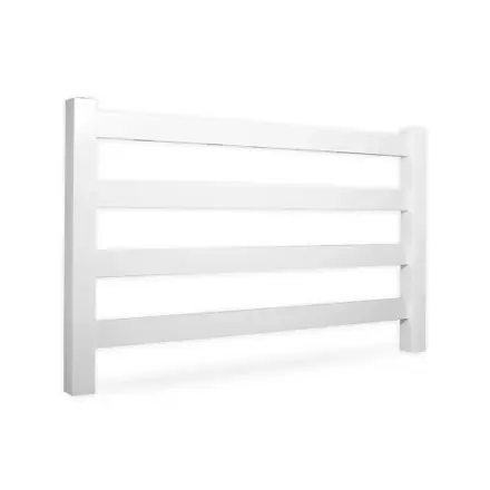 Clôture en vinyle à 4 barres, hauteur 152,4 cm, longueur 2,4 m - blanche