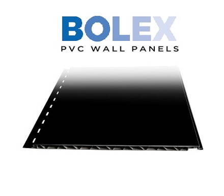 Bolex PVC Wall and Ceiling Panel, 8 ft L x 16 in W x 1/2 in Black